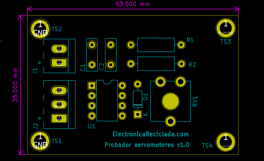 Vista cara componentes prototipo probador servomotores